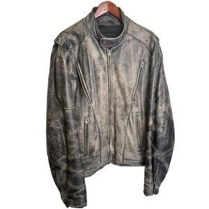 Genuine Leather Cowhide Distressed Worn StoneWashed Biker Moto Cropped Jacket